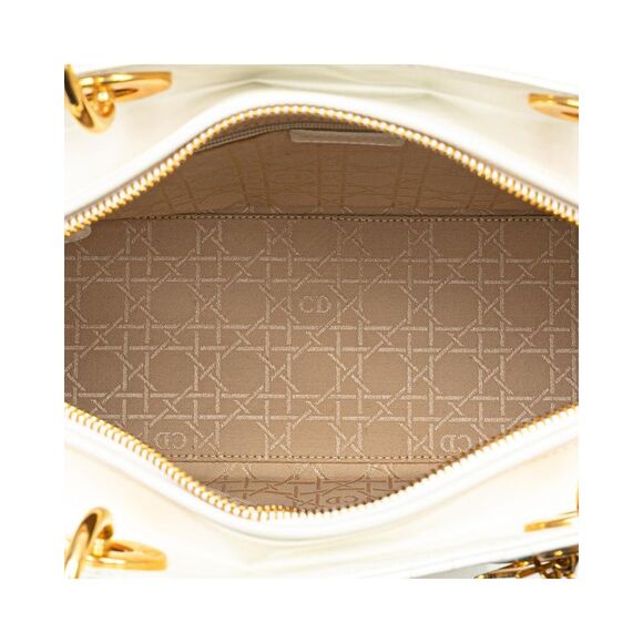 Pre Loved Dior issimo Medium Tote Quilted Leather Women White Messenger Bags - Picture 4 of 7